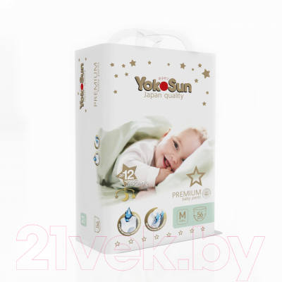 Изображение товара Подгузники-трусики детские YokoSun Premium M 6-10кг (56шт)