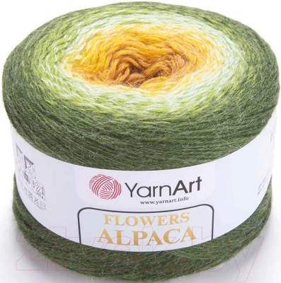 Пряжа для вязания Yarnart Flowers Alpaca 20% альпака, 80% акрил / 438 (940м, зеленый/желтый)