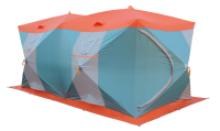 Палатка Митек Нельма-Куб 4 Люкс Профи (оранжевый бежевый/изумрудный) - 