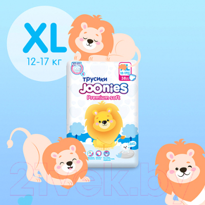 Подгузники-трусики детские Joonies Premium Soft XL 12-17кг (38шт)