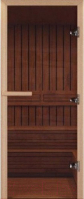 Стеклянная дверь для бани/сауны КомфортПром 70x190 / 10221187 (с бронзовым прозрачным стеклом)
