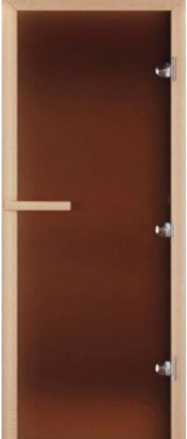 Стеклянная дверь для бани/сауны КомфортПром 70x190 / 10221188 (с бронзовым матовым стеклом)