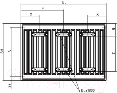 Радиатор стальной Brugman Tип 22 500x100x1200 / FEK220501201UBY (боковое подключение)