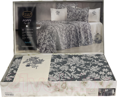Набор текстиля для спальни Karven Poppy пике евро / Y 902  (антрацит)