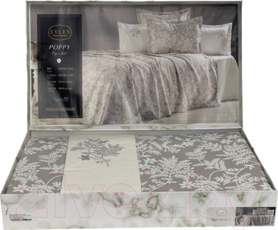 Набор текстиля для спальни Karven Poppy пике евро / Y 902 (серый)