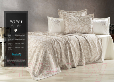 Набор текстиля для спальни Karven Poppy пике евро / Y 902 (серый)