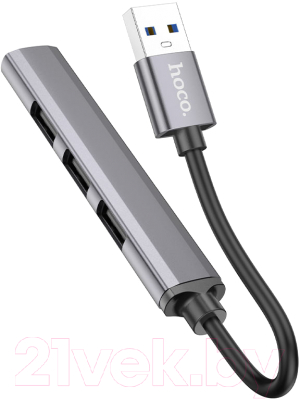 USB-хаб Hoco HB26 4 в 1 USB - USB3.0+USB2.0x3 (металический серый)