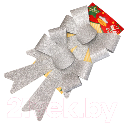 Набор елочных игрушек Pozzi Milano Бантики / 5131 (2шт, серебристый)