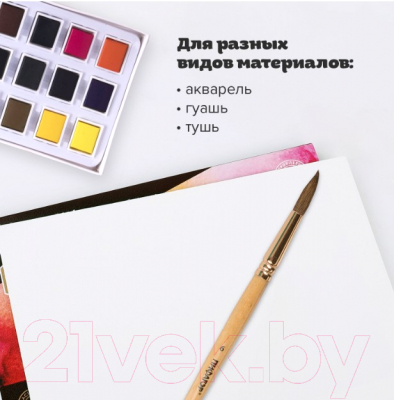 Изображение товара Кисть для рисования Пифагор Беличья №6 / 200820 (круглая)