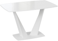Обеденный стол ТриЯ Фабио тип 1 раздвижной (белый матовый/стекло глянцевое белое) - 