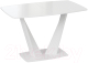Обеденный стол ТриЯ Фабио тип 1 раздвижной (белый матовый/стекло глянцевое белое) - 