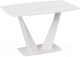 Обеденный стол ТриЯ Фабио тип 1 раздвижной (белый матовый/стекло матовое белый мрамор) - 