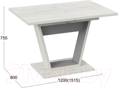 Обеденный стол ТриЯ Гавана тип 1 (дуб крафт белый/серый графит)
