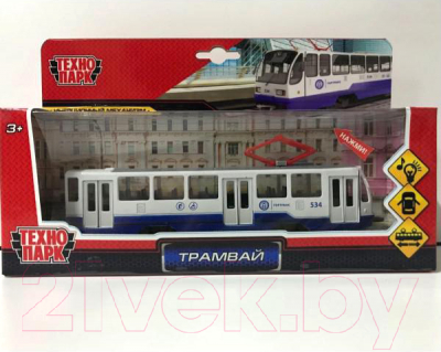 Трамвай игрушечный Технопарк TRAM71403-18SL-BUWH