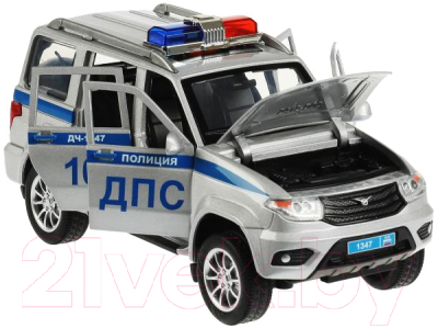 Масштабная модель автомобиля Технопарк UAZ Патриот Полиция / PATRIOT-124SL-POL-GY