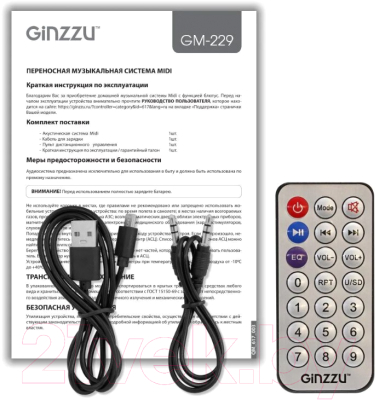 Портативная колонка Ginzzu GM-229