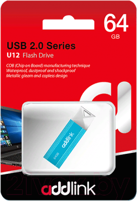 Usb flash накопитель Addlink U12 USB 2.0 64Gb (AD64GBU12A2) (синий)