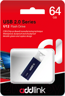 Usb flash накопитель Addlink U12 USB 2.0 64Gb (AD64GBU12D2) (темно-синий)