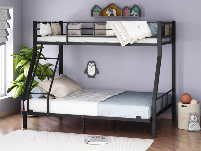 Двухъярусная кровать Формула мебели Гранада-1 140 / Г1.5.140 (черный)