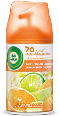 Сменный блок для освежителя воздуха Air Wick Airwick Freshmatic Refill Anti-Tobacco Orange&Bergamot (250мл)