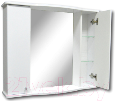 Шкаф с зеркалом для ванной Гамма 08м (белый)