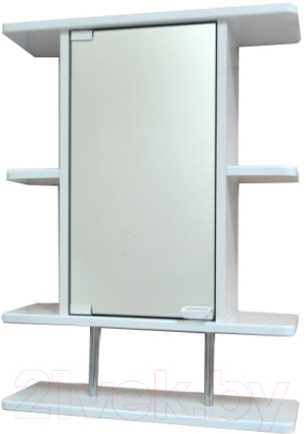 Шкаф с зеркалом для ванной Гамма 10/1м (белый, левый)