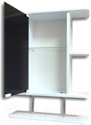 Шкаф с зеркалом для ванной Гамма 10/1м (белый, левый)