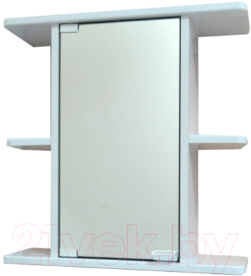 Шкаф с зеркалом для ванной Гамма 10м (белый, левый)