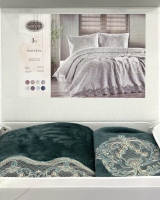 Набор текстиля для спальни Karven Santana Евро / Y855 Yesil (изумруд) - 