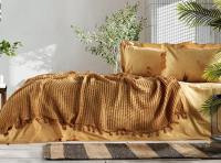 Комплект постельного белья с покрывалом Zebra Casa Loft пике Евро / PT 332v5  (горчичный) - 