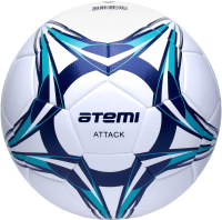 Футбольный мяч Atemi Attack PU (размер 3, белый/синий/голубой) - 
