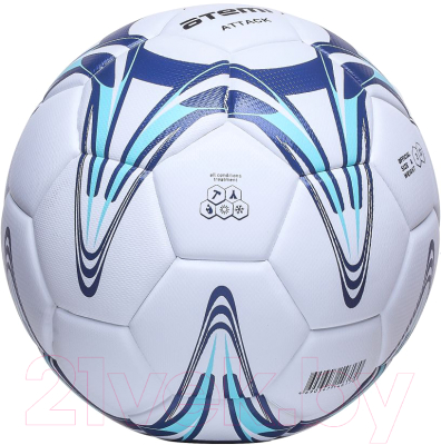 Футбольный мяч Atemi Attack PU (размер 3, белый/синий/голубой)