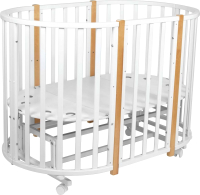 Детская кровать-трансформер INDIGO Born 7 в 1 (белый/натуральный) - 