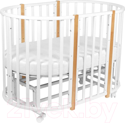 Детская кровать-трансформер INDIGO Born 7 в 1 (белый/натуральный)