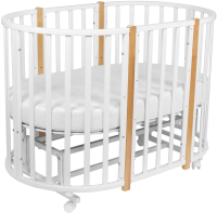 Детская кровать-трансформер INDIGO Born 7 в 1 с поперечным маятником (белый/натуральный) - 