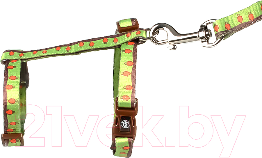 Шлея с поводком Duvo Plus Морковки / 11927/green (зеленый)