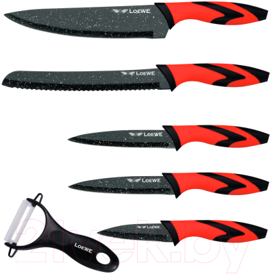 Набор ножей Loewe LW-19103 (черный/красный)