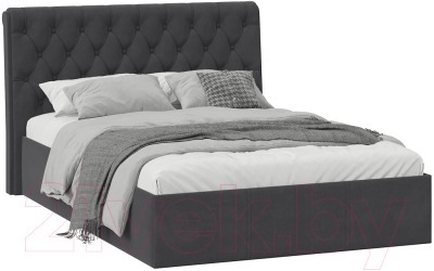 Полуторная кровать ТриЯ Скарлет универсальная тип 1 с ПМ 140x200 (велюр графит)
