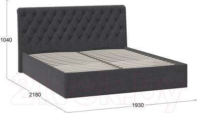 Двуспальная кровать ТриЯ Скарлет универсальная тип 1 с ПМ 180x200 (велюр графит)
