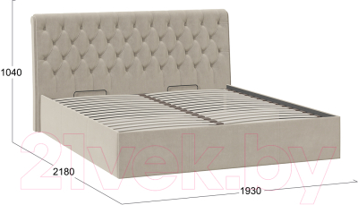 Двуспальная кровать ТриЯ Скарлет универсальная тип 1 с ПМ 180x200 (велюр мокко светлый)