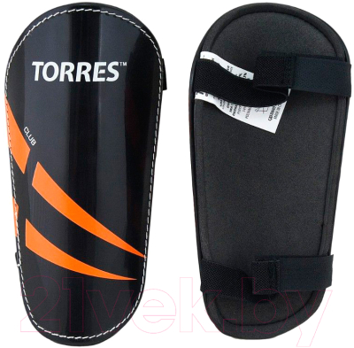 Щитки футбольные Torres Club FS1607 (S, черный/оранжевый/белый)