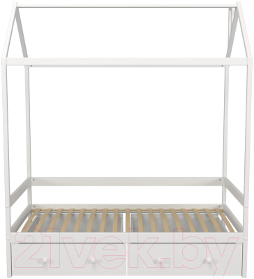 Стилизованная кровать детская Можга Домик Р424 с ящиками (белый)