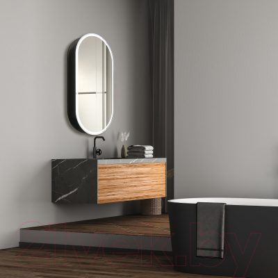 Шкаф с зеркалом для ванной Silver Mirrors Soho-Black 500x1000 / LED-00002613