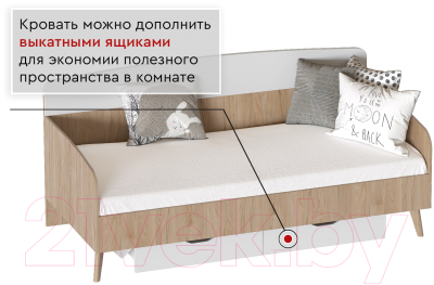 Ящик под кровать Мебельград Калгари выкатной 780x676x168 (дуб натуральный светлый/белый матовый)
