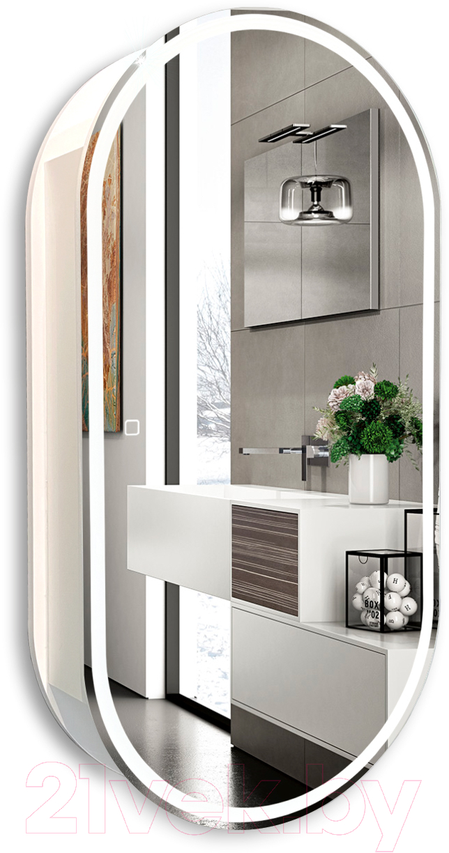 Шкаф с зеркалом для ванной Silver Mirrors Soho 50x100 / LED-00002515 — фото 2