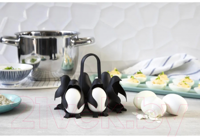 Подставка для яйца Доляна Пингвинчики / 6117129 (черный)