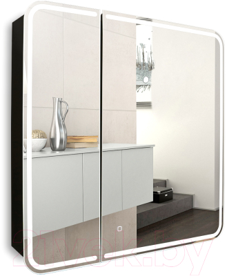 Шкаф с зеркалом для ванной Silver Mirrors Alliance-Black 805x800 / LED-00002611