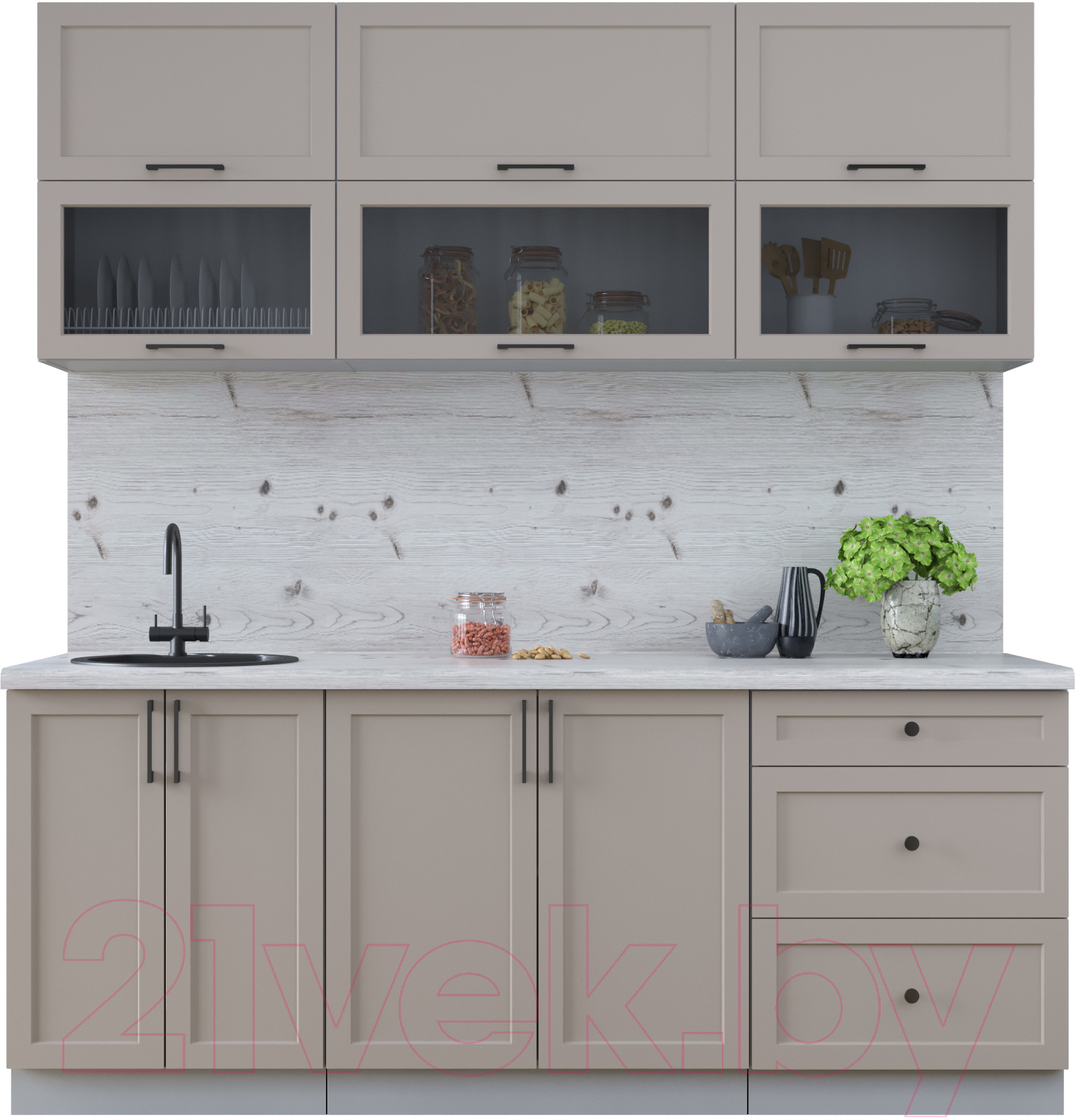 Кухонный гарнитур Interline Тренд 2.0Б (луна/луна/бискайская сосна)
