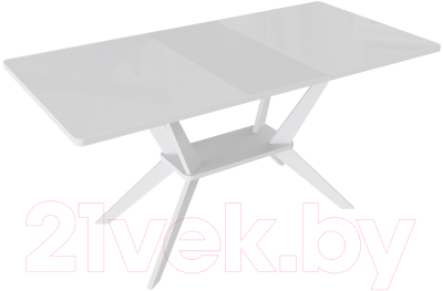 Обеденный стол ТриЯ Мурано тип 3 (белый/стекло белый глянец)