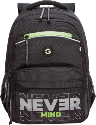 Школьный рюкзак Grizzly RB-354-4 (черный/салатовый)